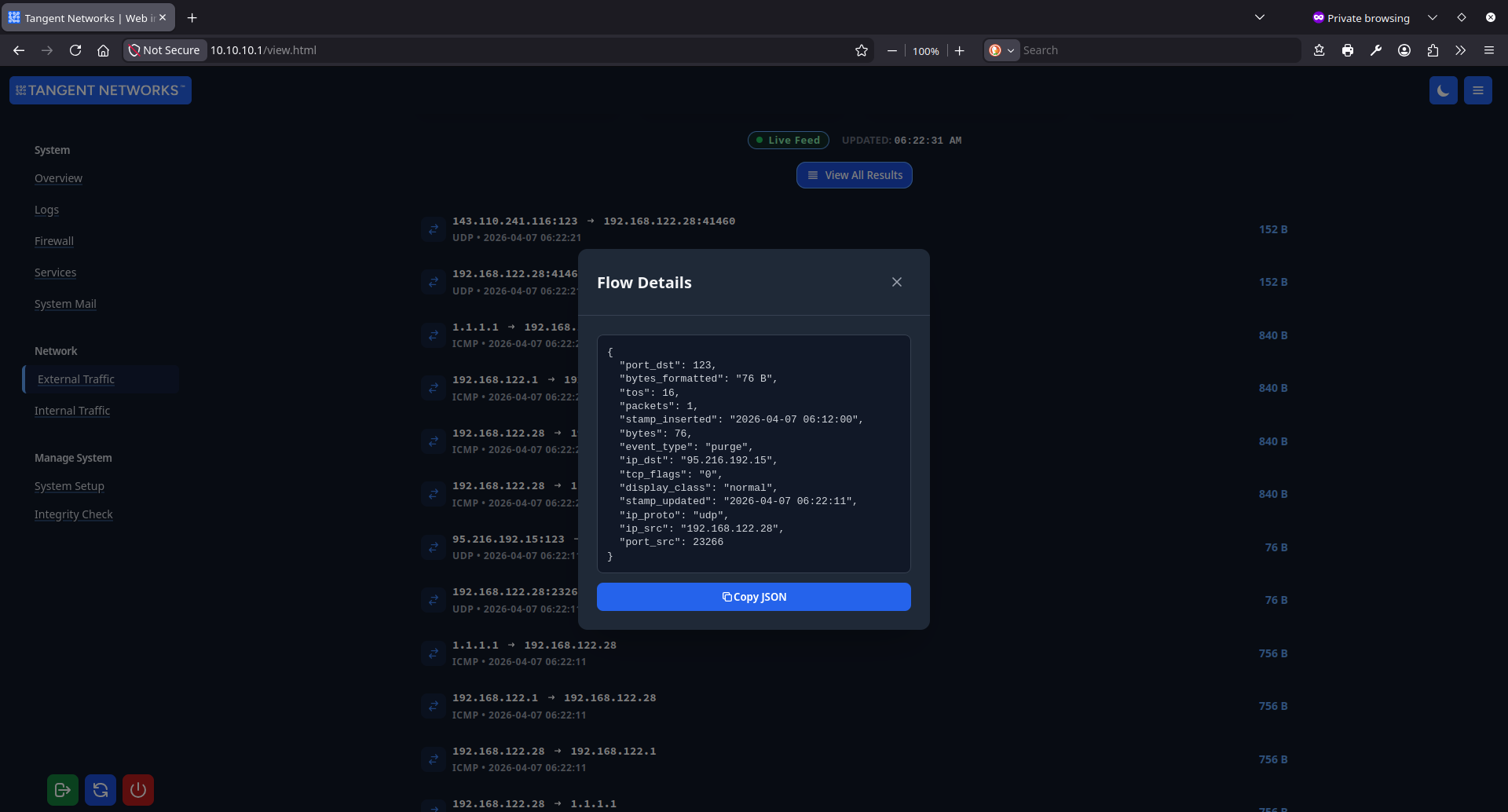Egress JSON Flow Detail