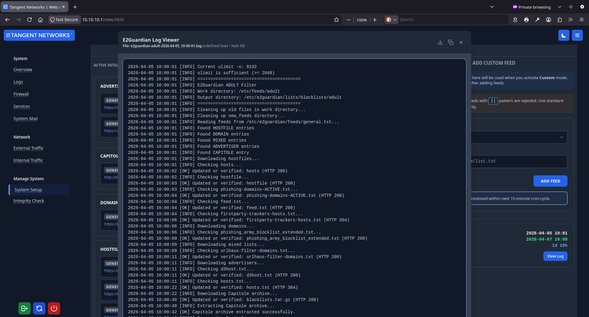 Content Filter Cron Log